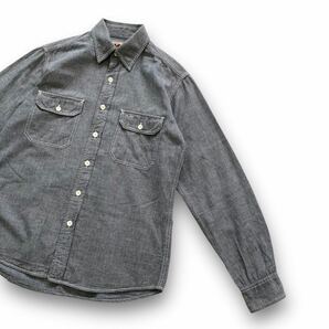 【CAMCO】カムコ シャンブレーワークシャツ ボタンダウン長袖シャツ CHAMBRAY WORK SHIRTS フラップポケット アメカジ古着 ブラックの画像3