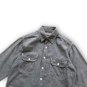 【CAMCO】カムコ シャンブレーワークシャツ ボタンダウン長袖シャツ CHAMBRAY WORK SHIRTS フラップポケット アメカジ古着 ブラックの画像4