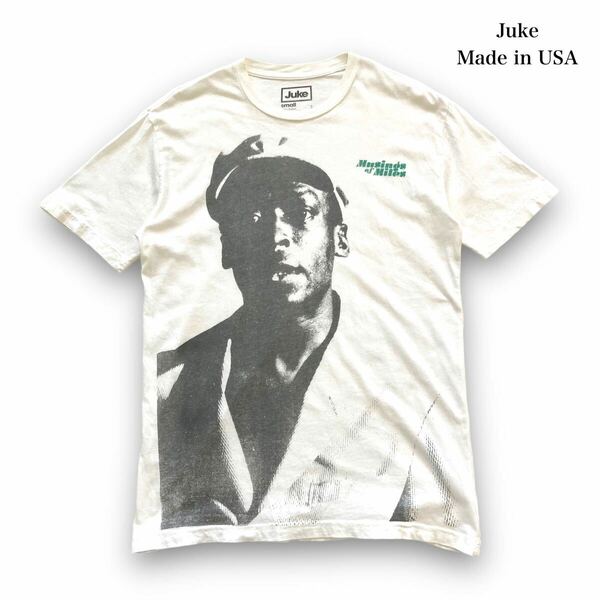 【JUKE】USA製 MILES DAVIS マイルスデイビス プリントTシャツ Musings of Miles ミュージングスオブマイルス 半袖tシャツ アメリカ製 白 