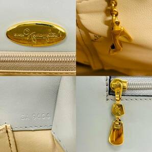 D6822*0.5 GINZA Kanematsu 銀座かねまつ ホワイト×グレー ゴールド金具 ハンドバッグ 鞄の画像4