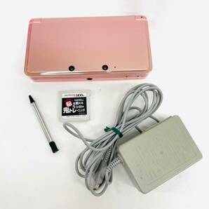 D6838*3 簡易動作OK Nintendo 任天堂 3DS CTR-001 ミスティピンク ポータブルゲーム機 タッチペン・ソフト・充電器付きの画像1