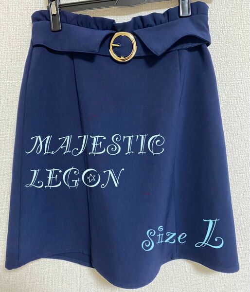 【スカート】　MAJESTIC LEGON ネイビー　スカート　膝丈