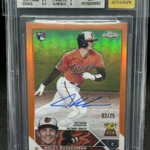 25枚限定！2023 Topps Chrome RC ADLEY RUTSCHMAN 直筆サインカード 直書きauto orange refractorの画像1