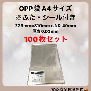 OPP袋 【100枚】A4フタ・テープあり・透明