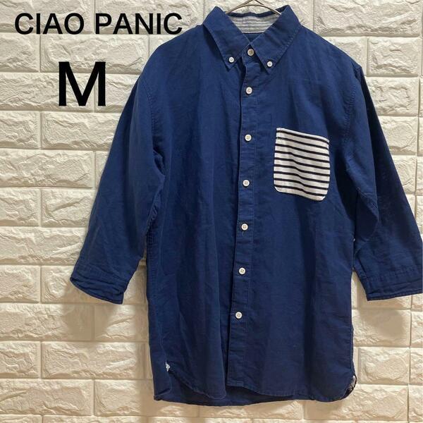 CIAO PANIC メンズ リネン混 シャツ チャオパニック 七分袖