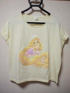 rsrs6-184 Disney ディズニー【ラプンツェルがキュート♪】レディース トップス Tシャツ 半袖 丸首 塔の上のラプンツェル 黄色 フリー