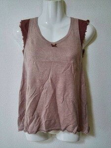 jjyk6-514 Trans Continents Trans Continents knitted tops no sleeve sleeveless cotton flax cotton linen small legume color F