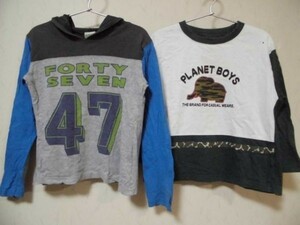 mk856　■子供服　男児用■　OOPS OOPS　プリントパーカー＆PLANET BOYS　プリントTシャツ　■2点セット■　120　訳あり　