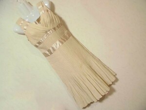 mk940 #INDIVI# pleat processing no sleeve One-piece beige inner slip attaching silver lame entering M # made in Japan # with translation 