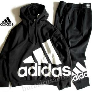 メンズ M ゆるめ◆未使用 定価1.2万 adidas アディダス 裏フリース 中厚手 スウェット 上下 プルオーバー パーカー パンツ セットアップ