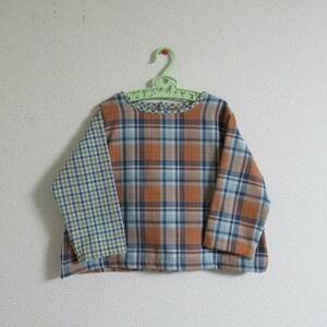 ★ナチュラル♪ チェック柄*切り替えブラウス / ベビー服 90 トップス シャツ ハンドメイド