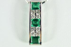 Ｎ59　美品　エメラルド０．４７ｃｔ　ダイヤ０．２０ｃｔ　ｐｔ９００/ｐｔ８５０　ネックレス　５．２ｇ