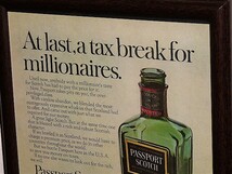 1968年 U.S.A. '60s ビンテージ 洋書雑誌広告 額装品 Passport Scotch パスポート スコッチ ( A4サイズ ) _画像2