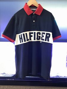 USA正規品【S】 トミーヒルフィガー TOMMY HILFIGER 半袖 ポロシャツ Polo 紺 ネイビー パッチ メッシュ UVカット 吸水速乾 アメリカ NY