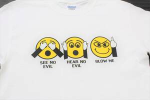 UTS89スマイルS見ざる聞かざる パロディ 半袖TシャツSEE NO EVIL HEAR NO EVIL BLOW ME