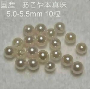 伊勢志摩 英虞湾産 あこや真珠あこや本真珠 5.0-5.5mm 10粒 両穴あき ルース　真珠　パール　