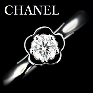 Chanel Camellia Diamond 0.27ct F-VVS2-EX кольцо #45 Pt950