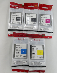 Canon キャノン　純正インクタンク　PFI-102 BK、MBK、C、Y　PFI-104 M　5色セット　新品未開封品