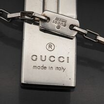 Y757 1円 GUCCI グッチ 925 MADE IN ITALY刻印 ロゴ プレート デザイン シルバー ペンダント ネックレス_画像7