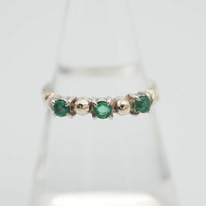 N466 emerald VIS-A-VIS SILVER K10 stamp ring design silver × Gold combination ring 5 month birthstone 10 number 