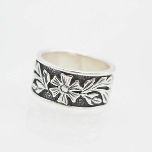 K305 Vintage 925 stamp ring leaf design silver ring 11~12 number 