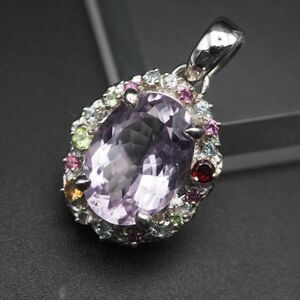 N628 amethyst garnet peridot citrine aquamarine SV925 stamp pendant top design silver charm head 