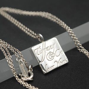 Y793 1 jpy Tiffany AG925 stamp no-tsu square plate design silver pendant necklace Tiffany&Co