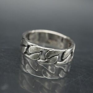 K637 Vintage 925S stamp ring chain manner design silver ring 11 number 