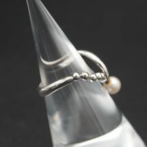 K791 淡水真珠 パール SILVER刻印 リング ボールチェーン デザイン シルバー 指輪 6月誕生石 4号_画像3
