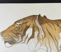 C【真作保証】吉田遠志　Tiger　手摺り木版画　創作版画　吉田博御子息　長野　Yoshida Toshi woodblock print Tiger　_画像3