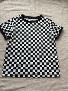 韓国子供服風　チェック　ブロックチェック　Tシャツ