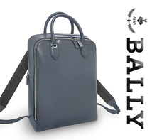 【未使用 超美品】 バリー BALLY リュック バックパック ビジネスバッグ 鞄 レザー 本革 ネイビー 大容量 大きい シンプル 硬め 通勤 通学_画像1