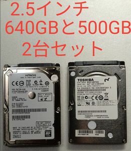 5-13.6-1　2.5HDD 640GBと500GBの2台セット 日立と東芝 正常判定