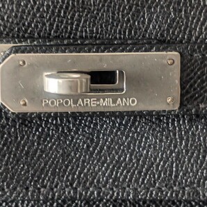 Popolare Milano バーキン型 40 ブラック シルバー金具 HIGH CLASS EPONINE Alfred Beretta イタリア製 Made in Italy の画像4