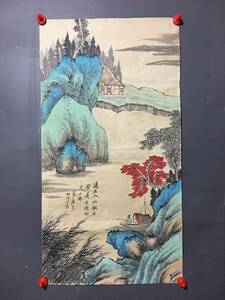 Art hand Auction Former collection: ancient calligraphy painting [Chinese modern and contemporary national painter Zhang Daiqian] Landscape painting, purely hand-painted, Xuanshi, ancient Chinese delicacies, ancient art L0417, Artwork, Painting, Ink painting