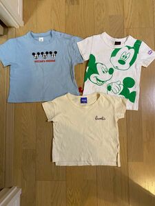 ☆中古☆９０ディズニーミッキー&バンビ半袖Ｔシャツ3枚セットベビードール