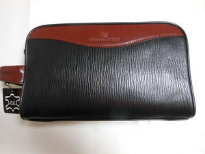 未使用品　日本製　LOMBARD S.T.CLUB メンズバッグ・セカンドバッグ・保存袋付き　本革　ブラック×ブラウン　説明書付き　送料無料
