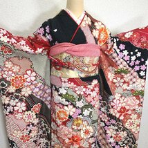 〇きものマーチ〇高身長な方にも 振袖 金通し 絞り 金駒刺繍〇美品 成人式 結婚式 404z52_画像6