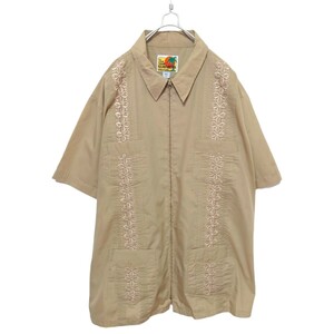 【The GENUINE HABAND Guayabera】ジップアップ 刺繍入りキューバシャツ S-512