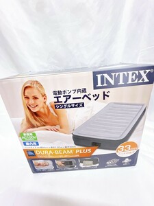 新品 未使用 INTEX 電動エアーベッド シングル 電動式 エアベッド エアーマットレス キャンプ アウトドア 電動ポンプ内蔵 浦MY0327-41