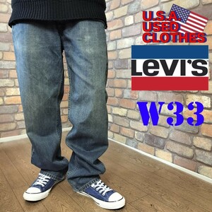 DP1-011【USA限定 Levi's】雰囲気最高 ストレートデニム【W33】【モデル175cm】USA古着★アメカジ ジーンズ インディゴ バイカー 501 505