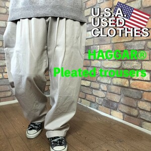 BP2-415[ model 175cm normal body type ]USA old clothes * regular [HAGGAR Hugger ] tapered beige pants [W38 men's XL] large size dabo bread 