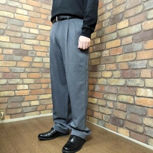 BP2-946【Haggar ハガー】US買付品 良品 ワイド スラックスパンツ【W36 メンズ XL】【モデル175cm】グレー ダボパン Y2K ワークパンツ