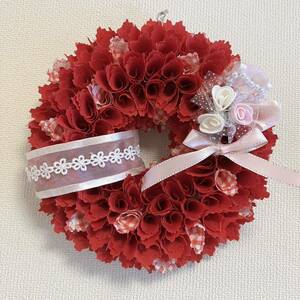  hand made lease cloth. lease red lease rose. bouquet arrange #1 22 centimeter 