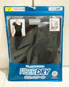 新品 しまむら CLOSSHI ラウンドネックフレンチ袖 ファイバードライ FIBER 黒 DRY インナー 吸水速乾 抗菌防臭