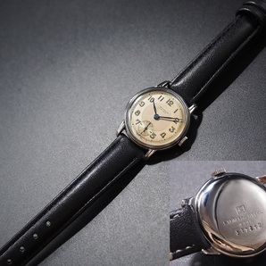 およそ80年前の腕時計 亀戸工場 SEIKOSHA 1940‘s 新10B型 精工舎 セイコー スモセコ 戦後 アンティーク 新品ベルト 分解注油済の画像7