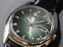 SEIKO　LOAD　MATIC　23J　カットガラス風防　諏訪精工舎　セイコー　ロードマチック　グリーングラデ　70年代　稼働点検済み　新品ベルト_画像1