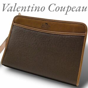 極美品 VALENTINO COUPEAU セカンドバッグ 茶