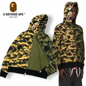 国内正規品 A BATHING APE アベイジングエイプ PONR Shark Full Zip Hoodie シャークカモ フルジップ フーディー パーカー 迷彩 L メンズ