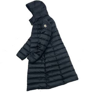 正規品 MONCLER モンクレール MOKACINE ナイロン ダウンコート ジャケット モカシン down long coat ジップアップ 1 レディース ブラックの画像4